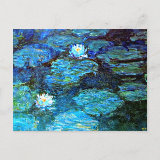 Postal Festiva Water Lilies (blue) by Claude Monet (Anverso)
