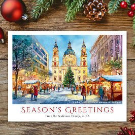 Postal Festiva Watercolor Budapest Basilica Christmas Market