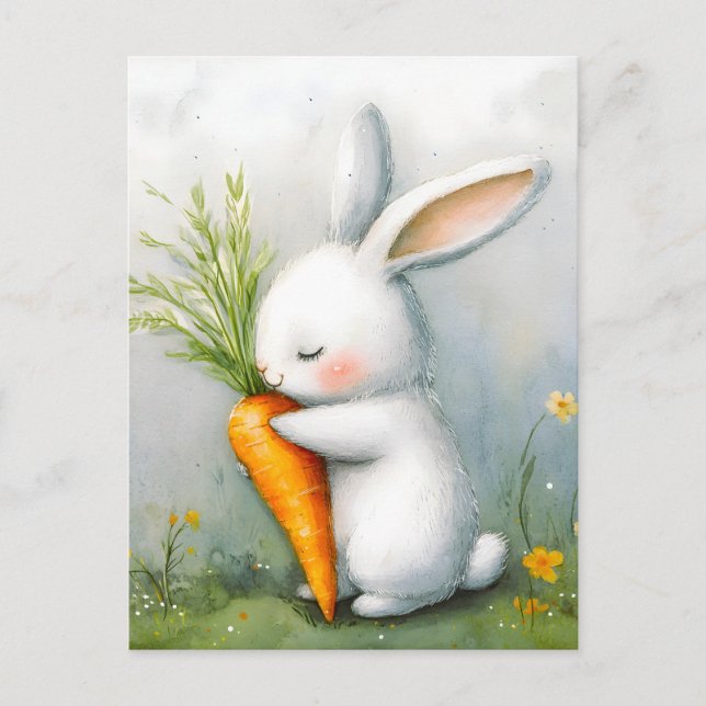Postal Festiva Watercolor Bunny Happy Harvest (Anverso)