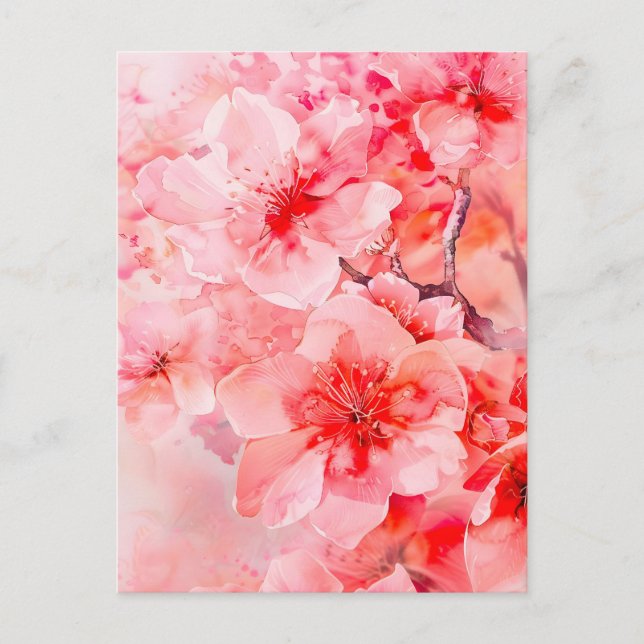 Postal Festiva Watercolor Cherry Blossom (Anverso)