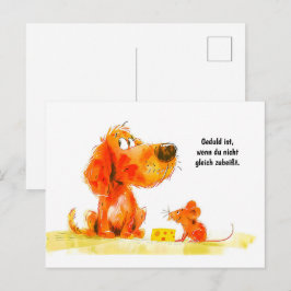 Postal Festiva Watercolor Comic Dog and Mouse con queso