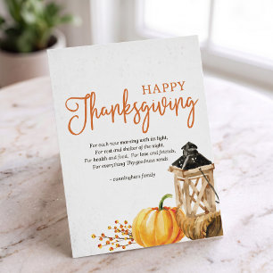 Postal Festiva Watercolor Cornucopia Pumpkin Thankess Poem