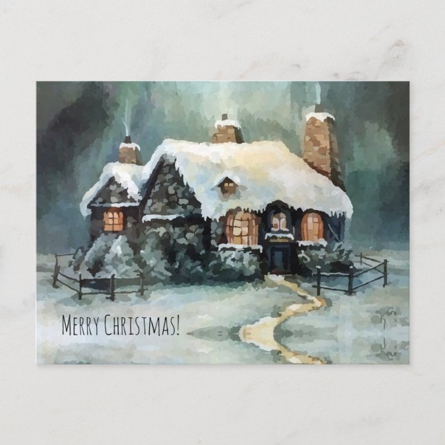 Postal Festiva Watercolor Cosy House Charming Minivilla (Anverso)