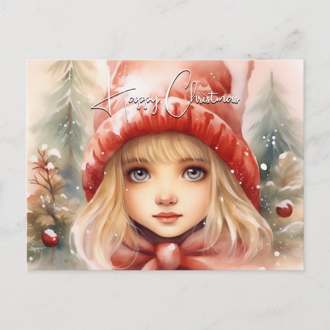 Postal Festiva Watercolor Little Winter Fae (Anverso)