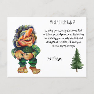 Postal Festiva Watercolor Magny Funny Whimsical Troll