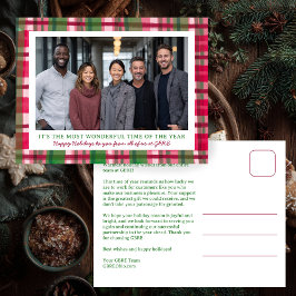 Postal Festiva Watercolor Plaid Christmas Custom Photo Business