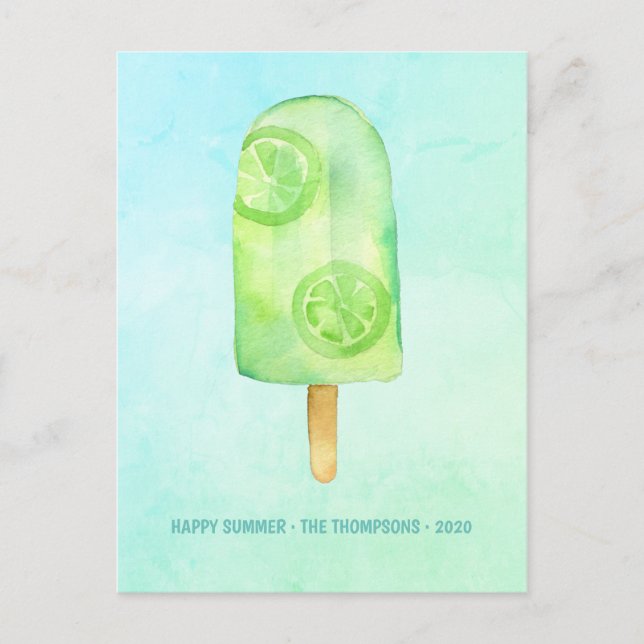 Postal Festiva Watercolor Popsicle Summer Greeting (Anverso)