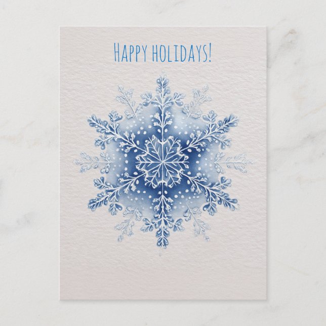 Postal Festiva Watercolor snowflake Christmas  (Anverso)