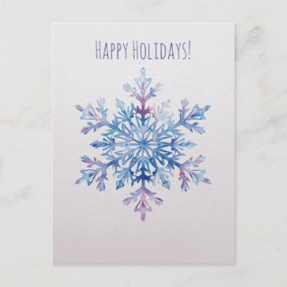 Postal Festiva  Watercolor snowflake Christmas Holiday Card