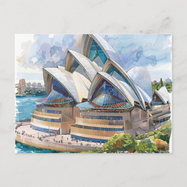 Postal Festiva Watercolor Sydney Opera House Aussie (Anverso)