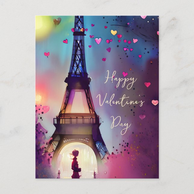 Postal Festiva Watercolor Torre Eiffel (Anverso)