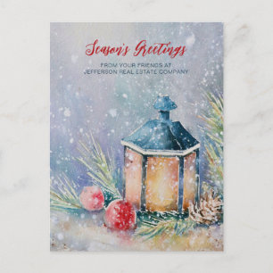 Postal Festiva Watercolor Winter Scene Holidays Company Business