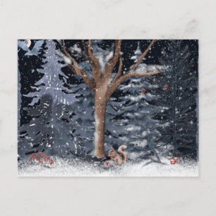 Postal Festiva Watercolor Winter Woodland