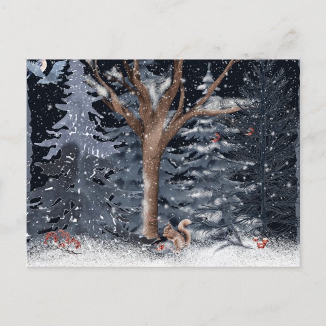 Postal Festiva Watercolor Winter Woodland (Anverso)