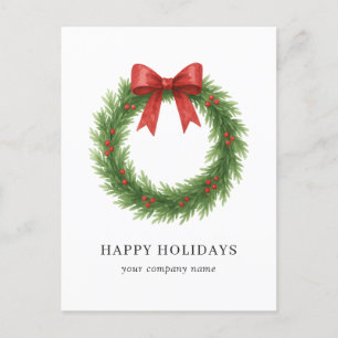 Postal Festiva Watercolor Wreath Modern Business Navidades