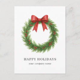 Postal Festiva Watercolor Wreath Modern Business Navidades