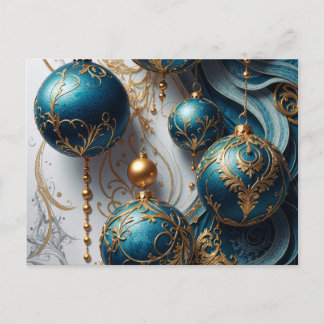 Postal Festiva Weihnachtskugeln Blau Gold Festzauber