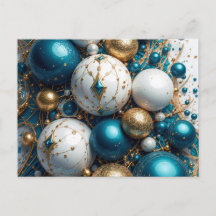 Weihnachtskugeln Blau Gold Premium