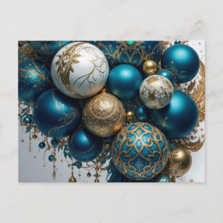 Postal Festiva Weihnachtskugeln Gold Blau Luxus Fest