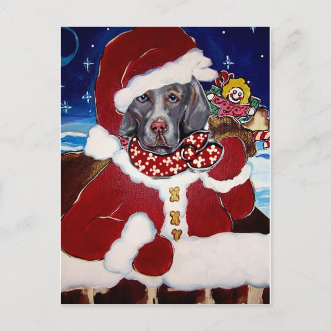 Postal Festiva Weimaraner Santa (Anverso)