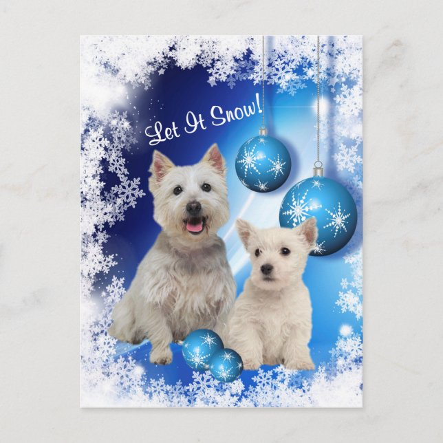 Postal Festiva Westie Let It Snow Holiday Greet (Anverso)