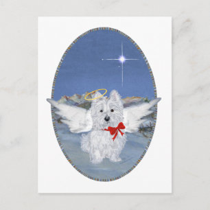 Postal Festiva Westie Navidades Angel