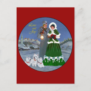Postal Festiva Westies y villancicos familiares