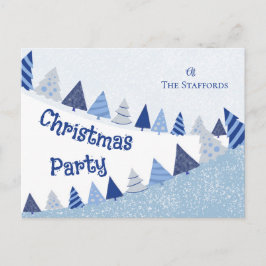 Postal Festiva Whimsical Blue Trees Invitation Holiday Postcard