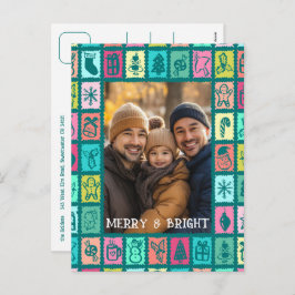 Postal Festiva Whimsical Christmas Grid Cute Custom 