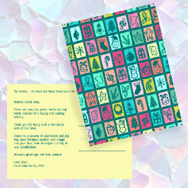 Postal Festiva Whimsical Christmas Grid Cute Custom 