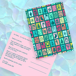 Postal Festiva Whimsical Christmas Grid Cute Custom 