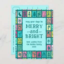 Postal Festiva Whimsical Christmas Grid Cute Custom 