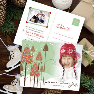 Postal Festiva Whimsical Christmas Trees Winter Wonderland Photo