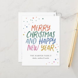 Postal Festiva Whimsical Colorful Merry Christmas New Year Dots