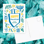 Postal Festiva Whimsical Cute Dreidel Menorah PERSONALIZADO HANUK<br><div class="desc">Una tarjeta perfecta para unas vacaciones divertidas. ¡La mano hizo arte para ti! ¡TODO PERSONALIZABLE! Haga clic en "Personalizar" para editar el texto. Haga clic en "editar usando la herramienta de diseño" para ajustar las fuentes, colores y colocaciones. (también revisa mi tienda para ver otros diseños) Esta es una postal,...</div>