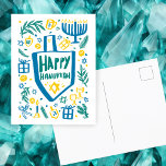 Postal Festiva Whimsical Cute Dreidel Menorah PERSONALIZADO HANUK<br><div class="desc">Una tarjeta perfecta para unas vacaciones divertidas. ¡La mano hizo arte para ti! ¡TODO PERSONALIZABLE! Haga clic en "editar usando la herramienta de diseño" para agregar su propio texto personalizado. (también revisa mi tienda para ver otros diseños) Esta es una postal, revisa mi tienda para ver tarjetas plegadas y planas...</div>
