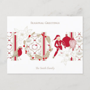 Postal Festiva Whimsical de moda Temporadas de Saludos