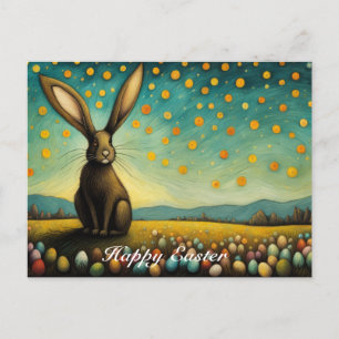 Postal Festiva Whimsical Easter Eggs Bunny Happy Holidays
