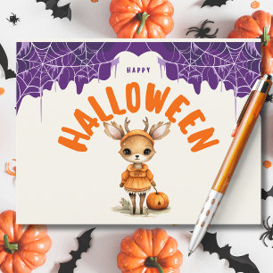 Postal Festiva Whimsical Happy Halloween Deer