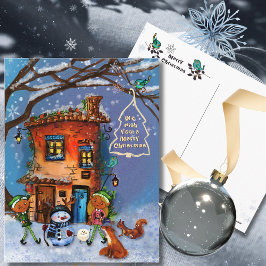 Postal Festiva Whimsical House and Winter Woodland Friends 