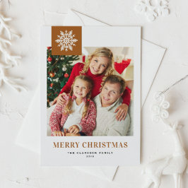Postal Festiva Whimsical Snowflake Burnt Orange Christmas Photo