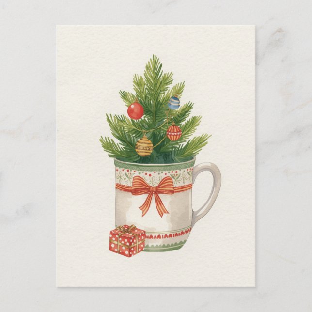 Postal Festiva Whimsical Watercolor Christmas Tree Mug (Anverso)