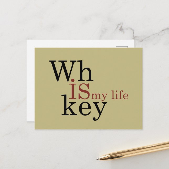 Postal Festiva Whiskey cita graciosos dichos de alcohol (Anverso/Reverso In Situ)