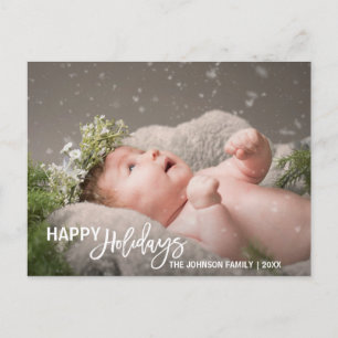 Postal Festiva White Happy Holidays Baby First   add PHOTO
