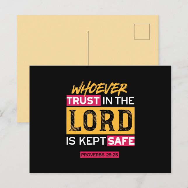 Postal Festiva Whoever Trusts in the Lord Is Kept Safe Quote (Anverso / Reverso)