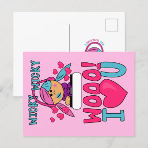 Postal Festiva Wicky Woo I Love You Día de San Valentín Postcard