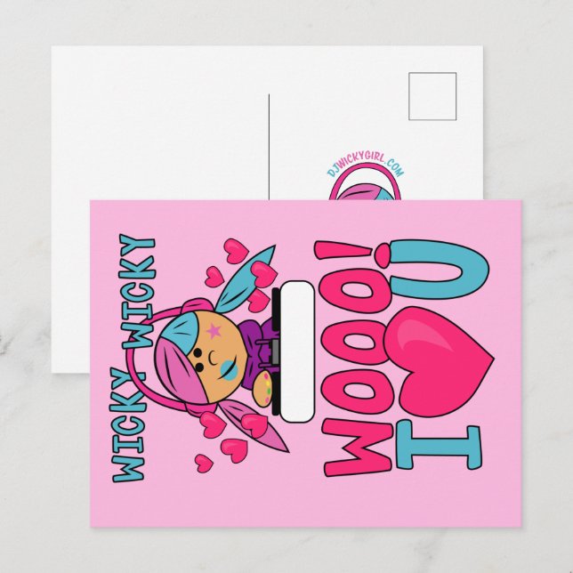 Postal Festiva Wicky Woo I Love You Día de San Valentín Postcard (Anverso / Reverso)