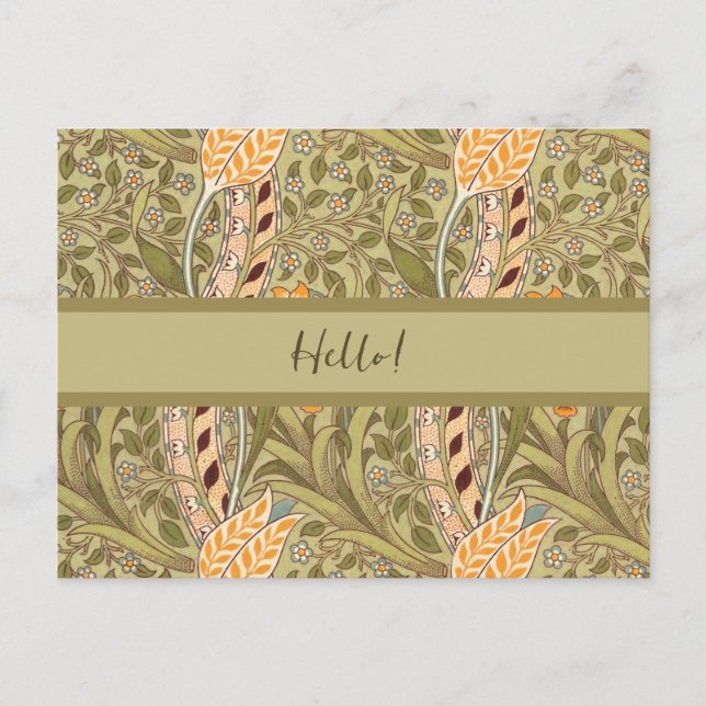 Postal Festiva William Morris Daffodil Garden Flor Classic Bota (Anverso)