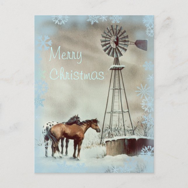 Postal Festiva WINDMILL & SNOWFLAKES de SHARON SHARPE (Anverso)
