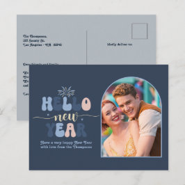 Postal Festiva Winter Dusk New Year Retro Modern Blue Photo